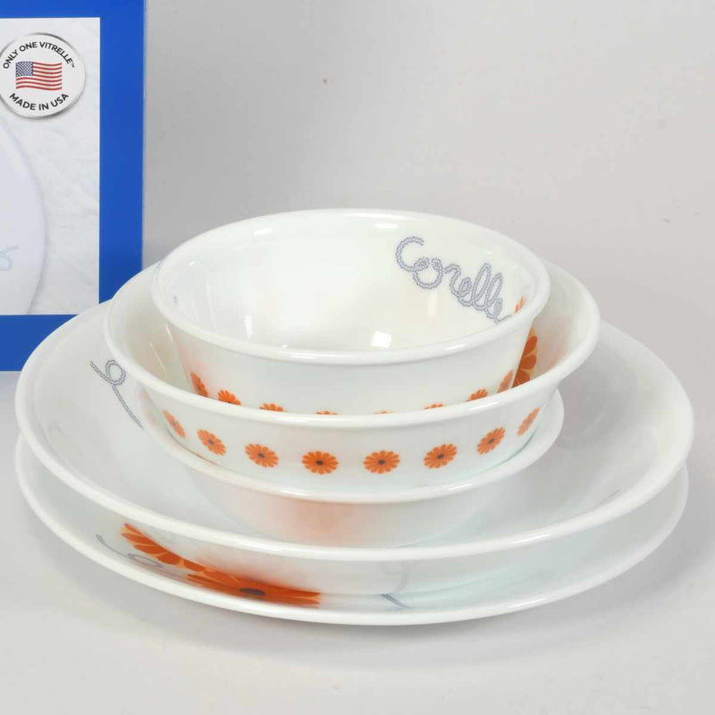 食器5点セットCORELLEコレールオレンジマーガレット強化ガラス