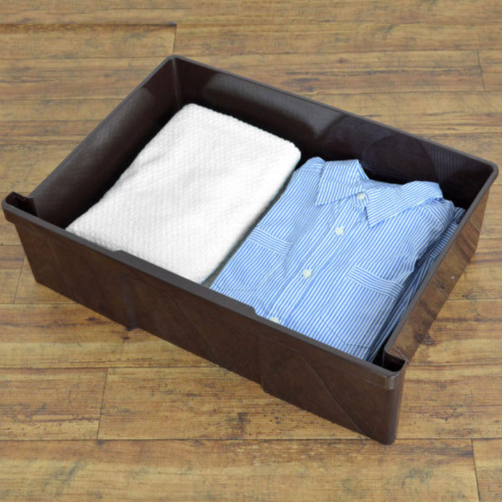 収納ケースワイド収納ケース4段引き出しブラウンキャスター付き