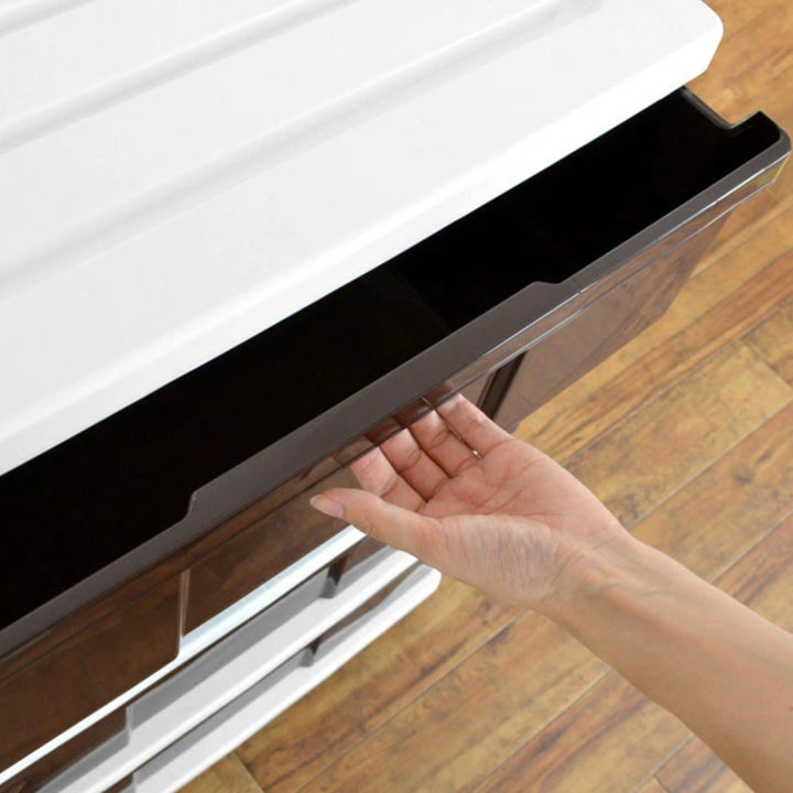 収納ケースワイド収納ケース4段引き出しブラウンキャスター付き