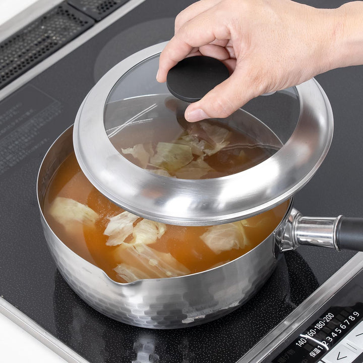 槌目雪平鍋20cm蓋付きお玉付き銀鱗ステンレス製日本製