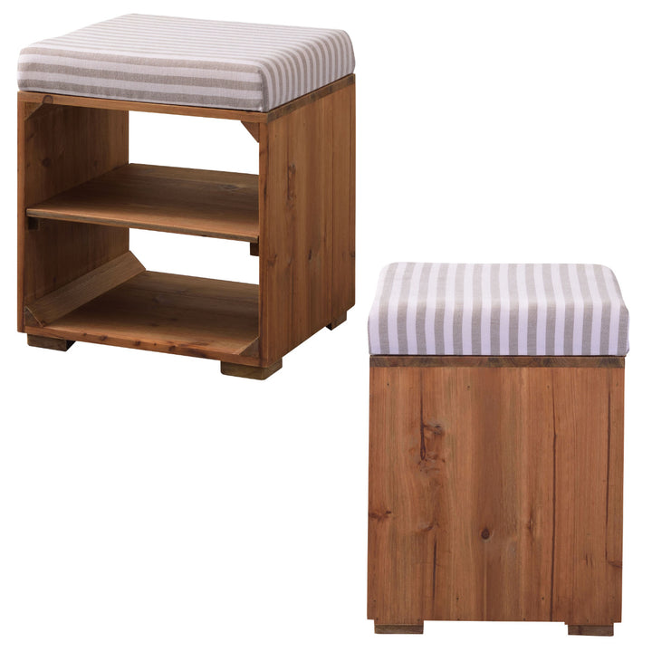 スツール木製収納付ラックスツールボーダー