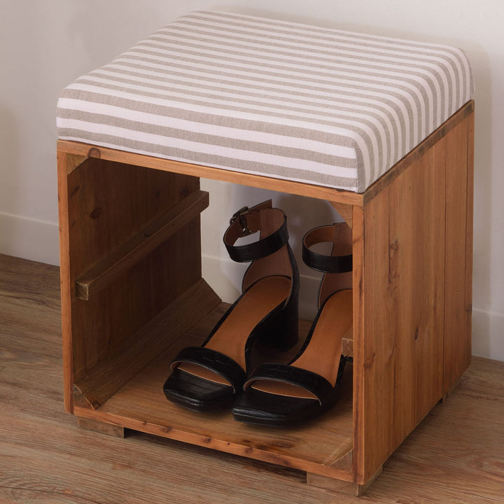 スツール木製収納付ラックスツールボーダー