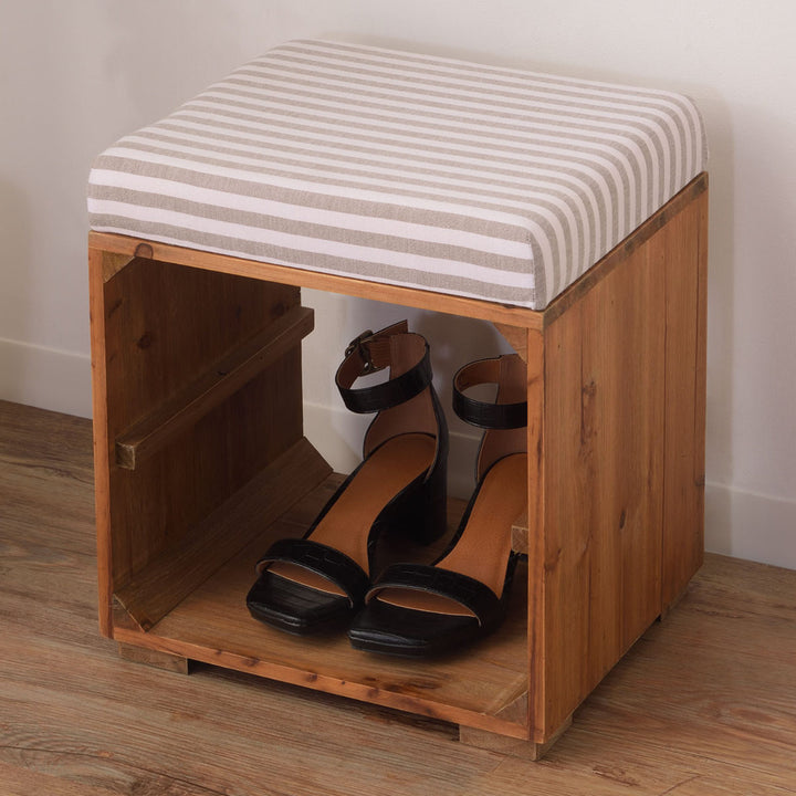 スツール木製収納付ラックスツールボーダー