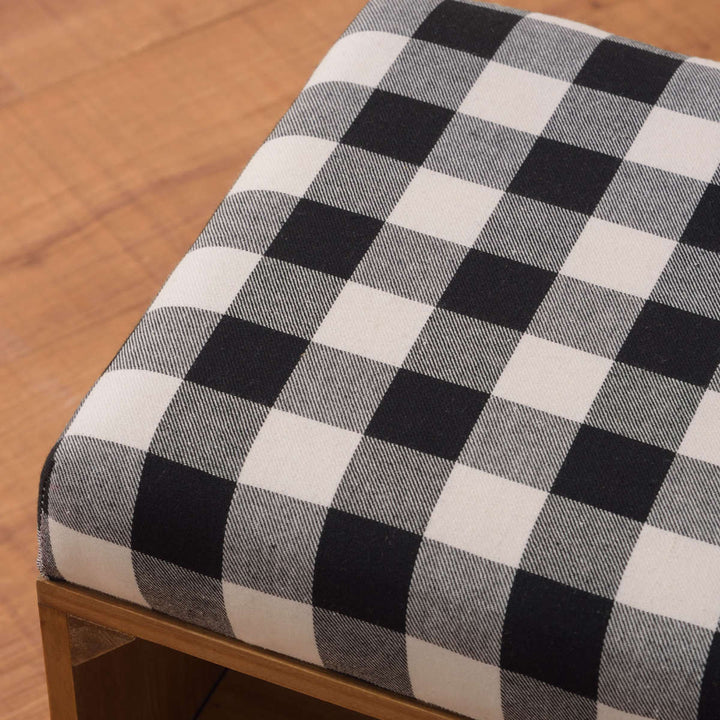 スツール木製収納付ラックスツールギンガムチェック