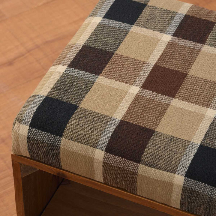 スツール木製収納付ラックスツールタータンチェック