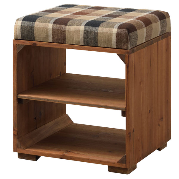 スツール木製収納付ラックスツールタータンチェック