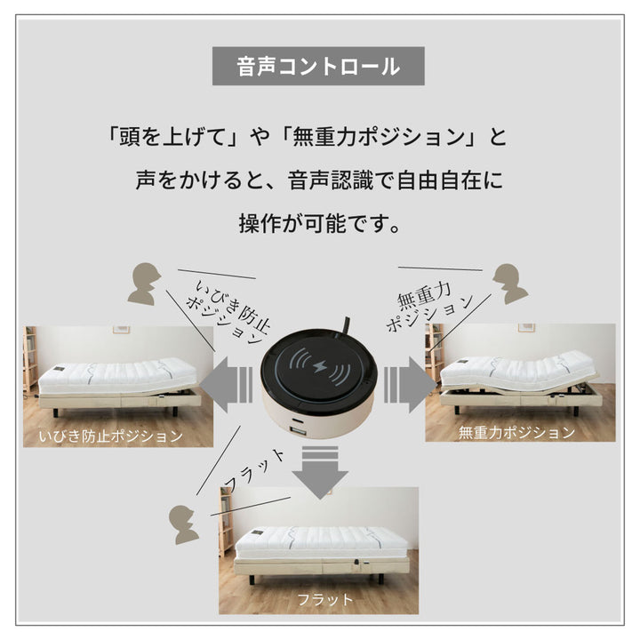 電動ベッド音声認識シングルスリーピー夜香careマットレス付き