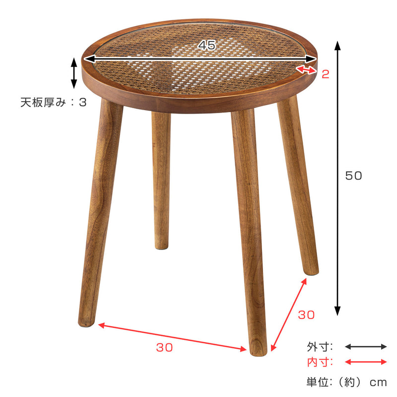 サイドテーブルMサイズ高さ50cmラウンドガラステーブル