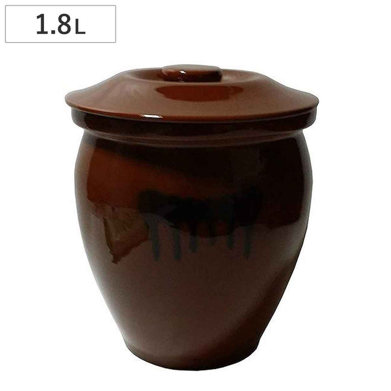 漬物容器1.8L丸かめ1号蓋付き陶器
