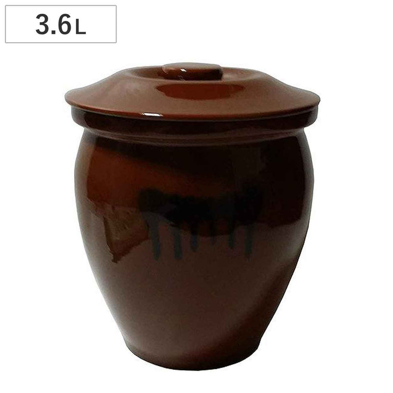 漬物容器3.6L丸かめ2号蓋付き陶器