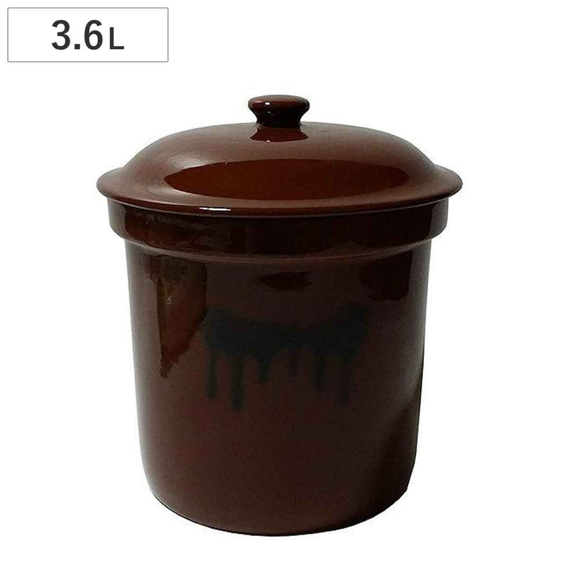 漬物容器3.6L切立かめ2号蓋付き陶器
