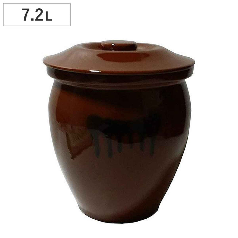 漬物容器7.2L丸かめ4号蓋付き陶器
