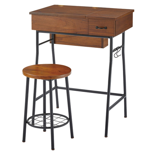 ドレッサー&スツールセット幅60cm鏡台天板開閉タイプ