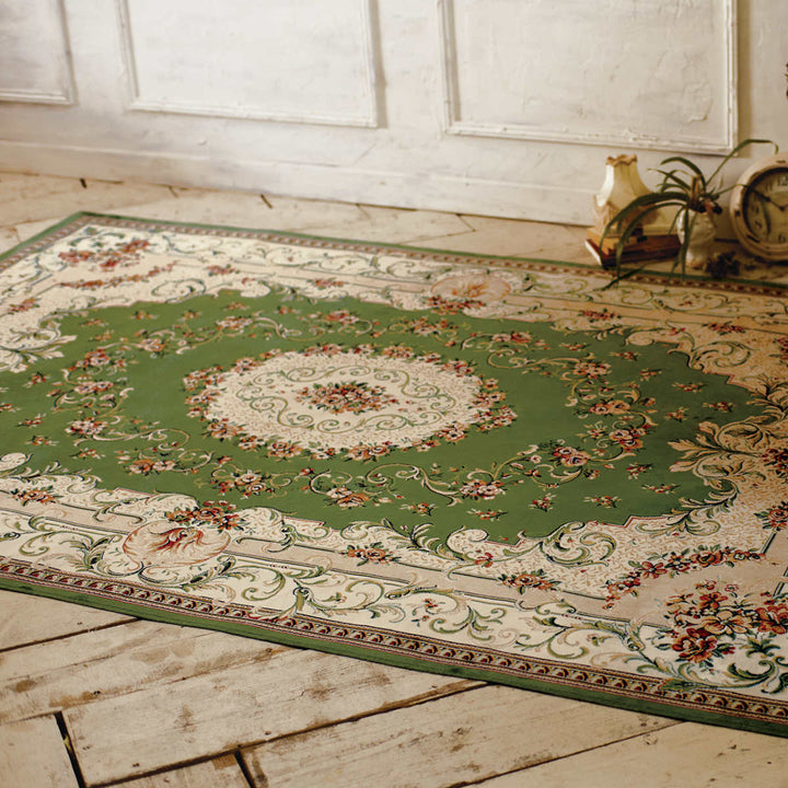 ラグモケット織りパレス195×195cmホットカーペット・床暖房対応メダリオン柄