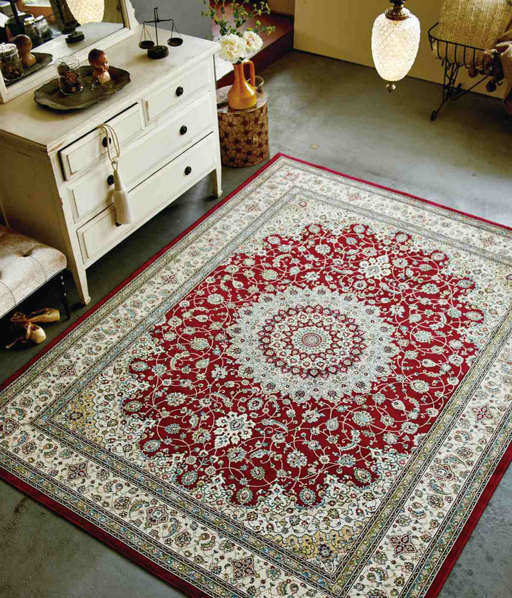 ラグモケット織りパレス195×250cmホットカーペット・床暖房対応メダリオン柄アンティーク調