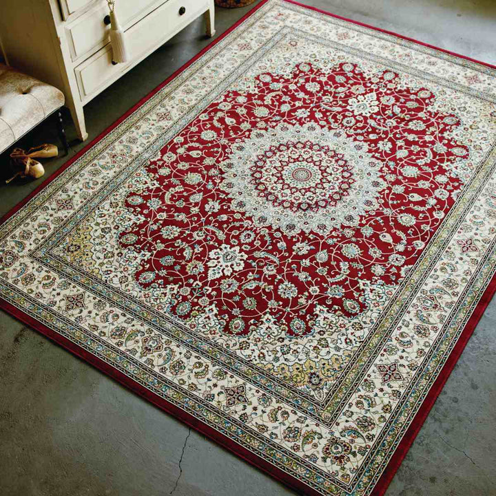 ラグモケット織りパレス195×250cmホットカーペット・床暖房対応メダリオン柄アンティーク調