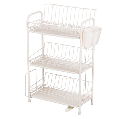 水切りラック 水切りかご アレスタ 3段 スリム 水が流れるトレー