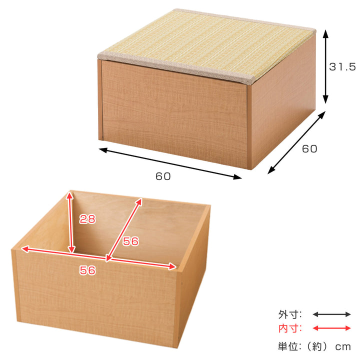 樹脂畳ユニットロータイプ幅60×奥行60×高さ31.5cm収納付ベンチ
