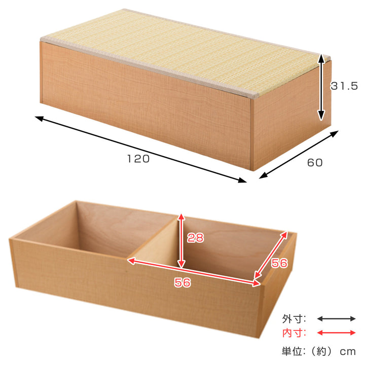樹脂畳ユニットMセットロータイプ幅120cm×4収納付ベンチ