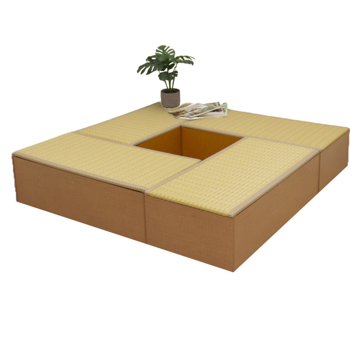 樹脂畳ユニットMセットロータイプ幅120cm×4収納付ベンチ