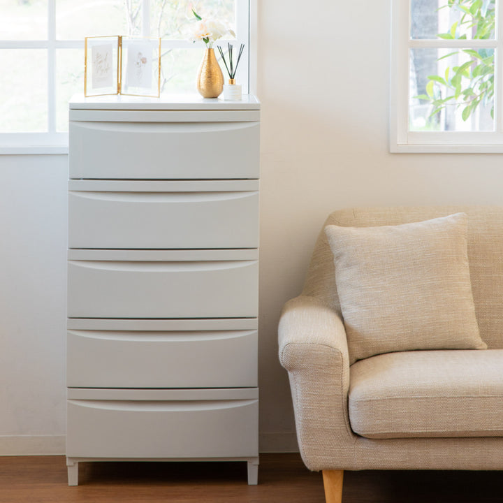 チェスト5段Roocent（ルーセント）幅54×奥行42×高さ102.7cm脚付き