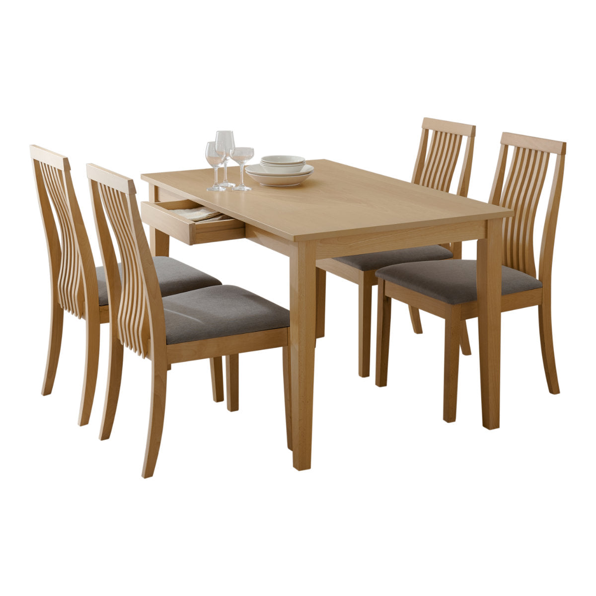 客間　テーブル　イス　セット ダイニングテーブルセット 4人掛け 5点セット テーブル引き出し付