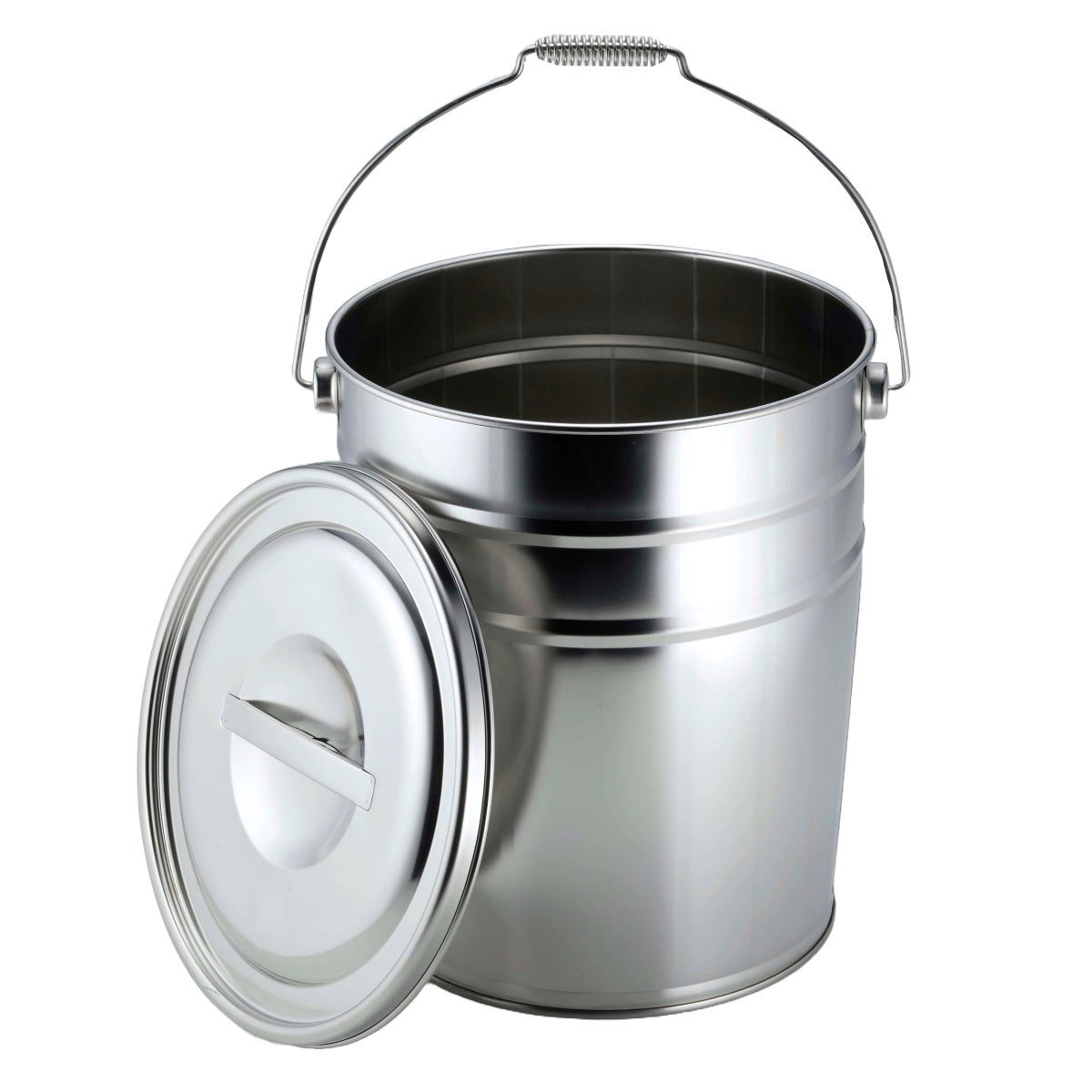 18L バケツ(ステンレス製) バケツ ステンレス フタ付き 18L （ ばけつ ふた付き 桶 ツールボックス 収納 つけ置き 洗い 18リットル ゴミ箱 保存容器 米びつ  ガーデニング 掃除用品 洗濯用品 ） | リビングート　店