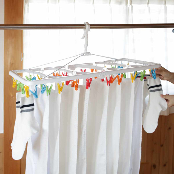 洗濯ハンガー角ハンガー折りたたみKogureカラフルランドリーハンガーピンチ40個付