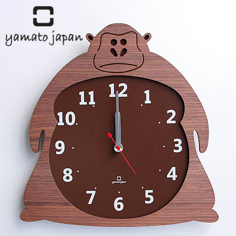 掛け時計木製ヤマト工芸yamatoClockZooゴリラ