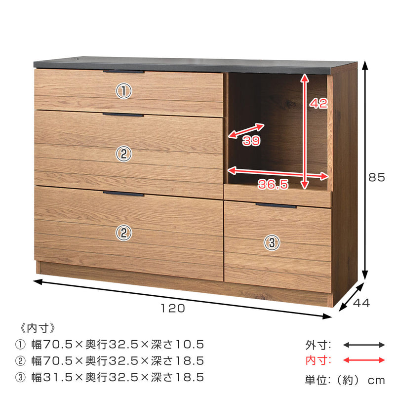 キッチンカウンター幅120cmエテル鋼板天板日本製完成品