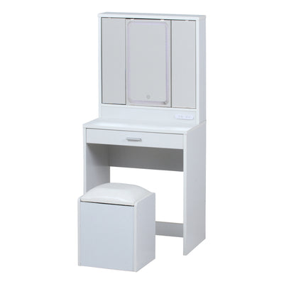 ドレッサー 三面鏡 鏡台 収納 LEDライト付