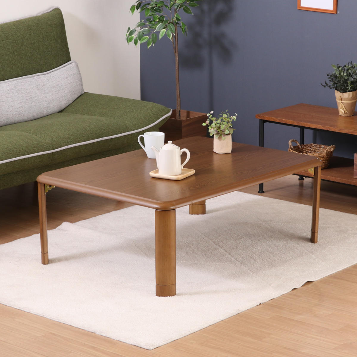 座卓折脚折りたたみジャパニーズ・ローテーブル75-105 ブラウン