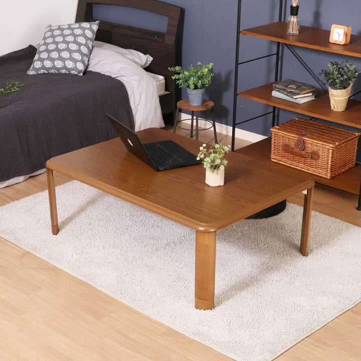 ローテーブル幅105×奥行75×高さ33・38cm軽量折りたたみ座卓継脚付