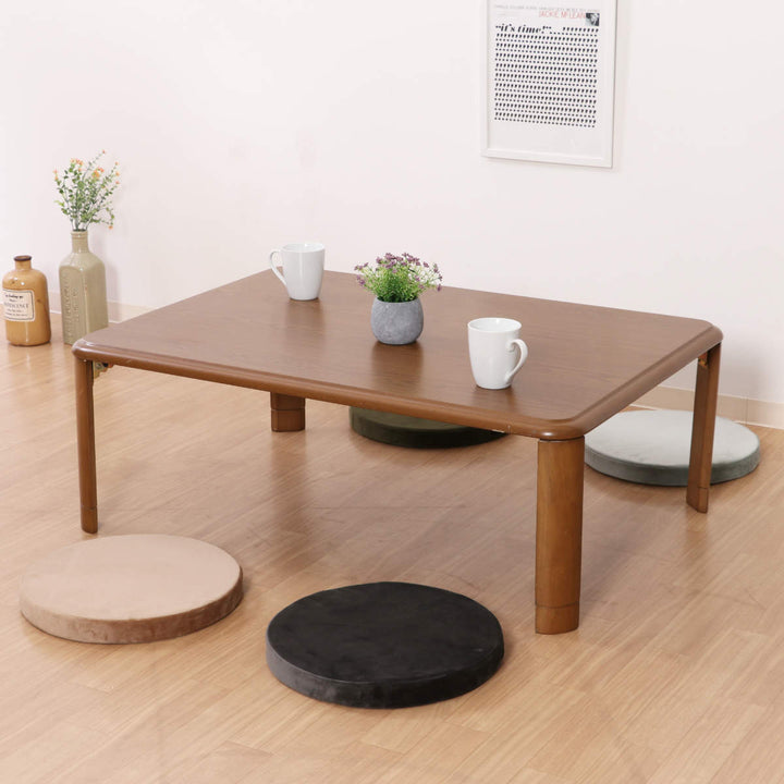 ローテーブル幅105×奥行75×高さ33・38cm軽量折りたたみ座卓継脚付