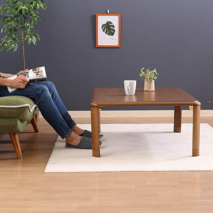 ローテーブル幅105×奥行75×高さ33・38cm軽量折りたたみ座卓継脚付