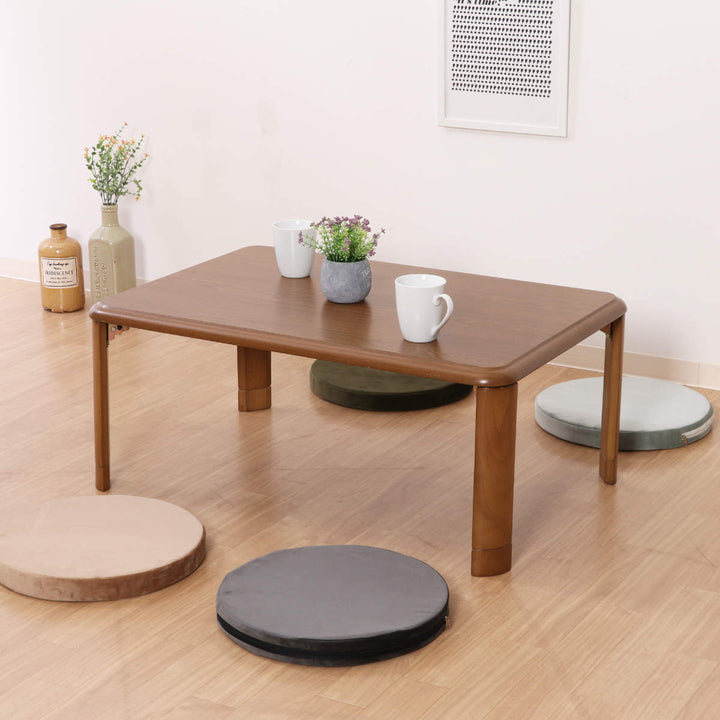 ローテーブル幅90×奥行60×高さ33・38cm軽量折りたたみ座卓継脚付