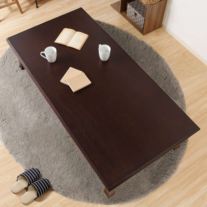 ローテーブル幅150×奥行75×高さ34cm紫檀色折脚和風座卓