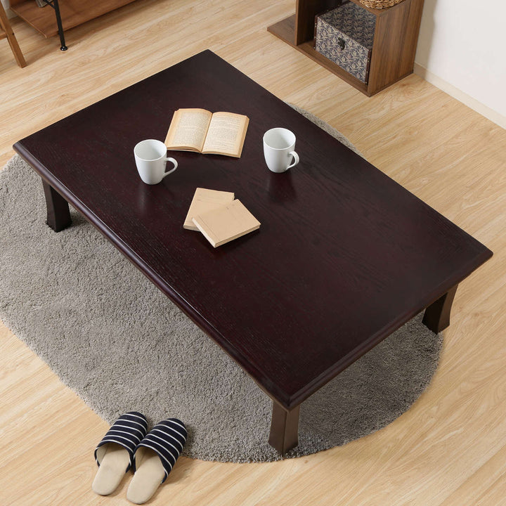 ローテーブル幅120×奥行75×高さ34cm紫檀色折脚和風座卓