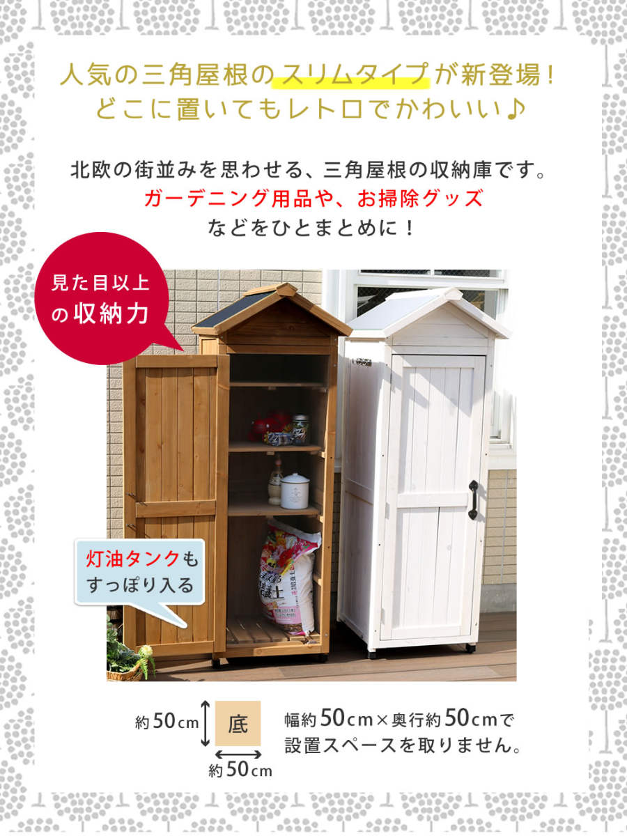 物置 三角屋根スリム収納庫 木製 倉庫 屋外 – ハウジー