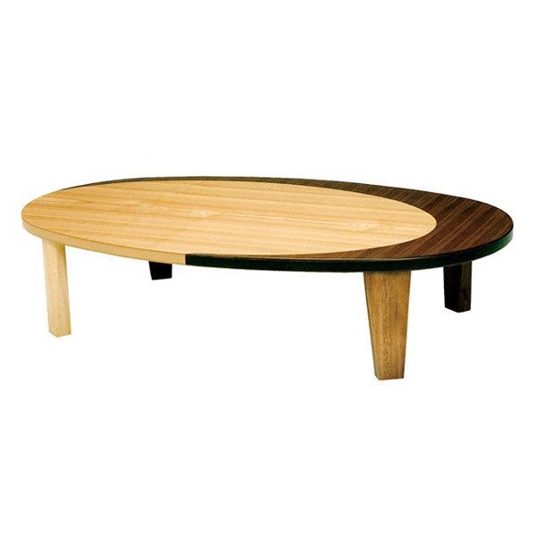 座卓幅150cmオーバル型折れ脚クラン木製完成品日本製