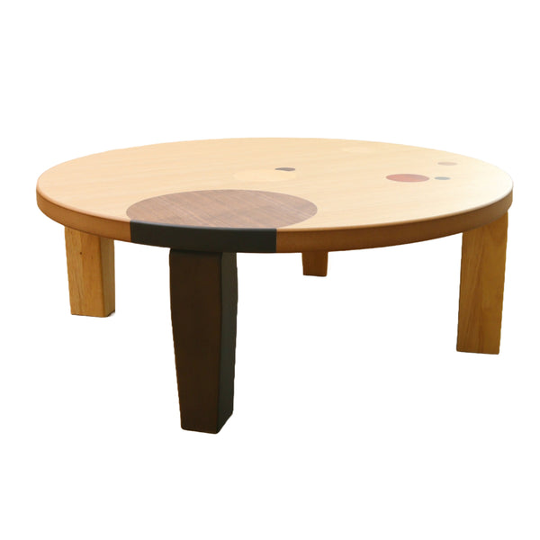 ローテーブル折りたたみ円型直径90cmアース