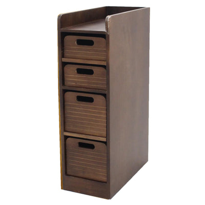 トレイワゴン 幅20cm 4段 天然木 桐製 完成品 キャスター付