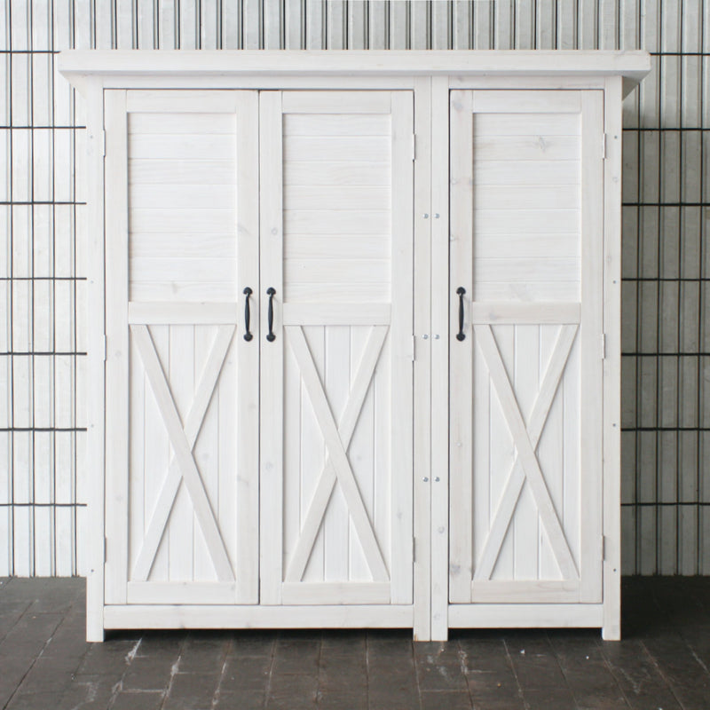 物置木製大型収納庫三つ扉