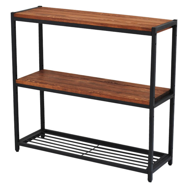 スリムオープンラック3段奥行28cm天然木BRICK