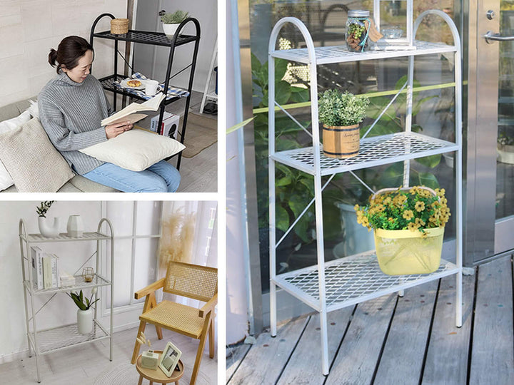 オープンスチールラック3段メッシュ撥水ガーデン