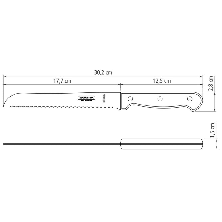 パン切り包丁17.7cmポリウッド食洗機対応トラモンティーナブレッドナイフ