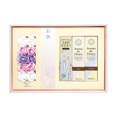 LEDローソク 線香 石鹸 お供え ギフト 5 お花のカタチの石鹸