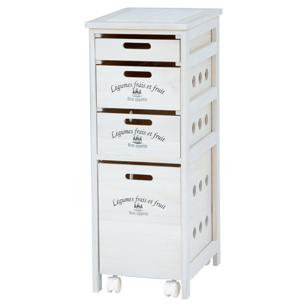 キッチンストッカー幅30cm4段深型桐製天然木スリム