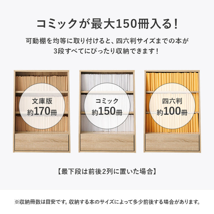 1cmピッチ可動本棚幅60cmロータイプ可動棚2枚引出し付