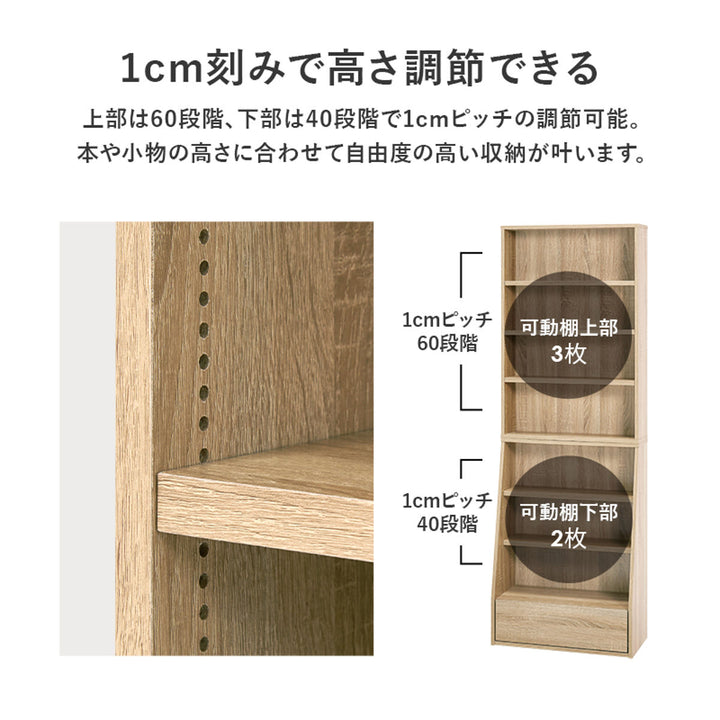 1cmピッチ可動本棚幅60cmハイタイプ可動棚5枚引出し付